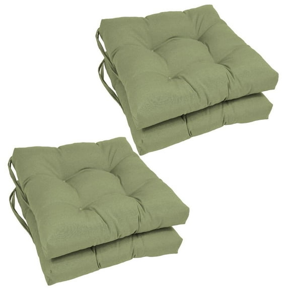 16-inch Solid Twill Square Tufted Chair Cushions (Set of 4)