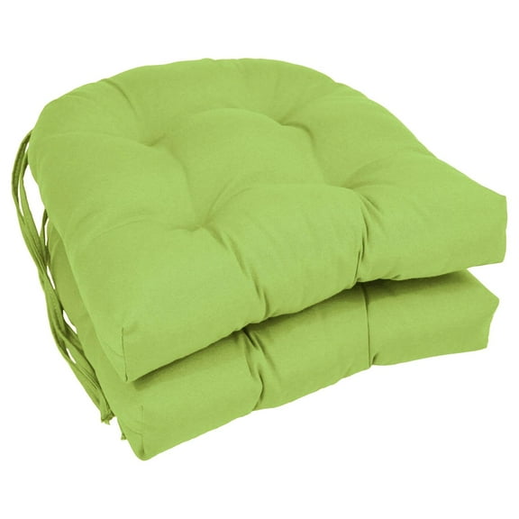 Blazing Needles 16-inch Solid Twill U-shaped Tufted Chair Cushions (Set of 2)-Color:Mojito Lime