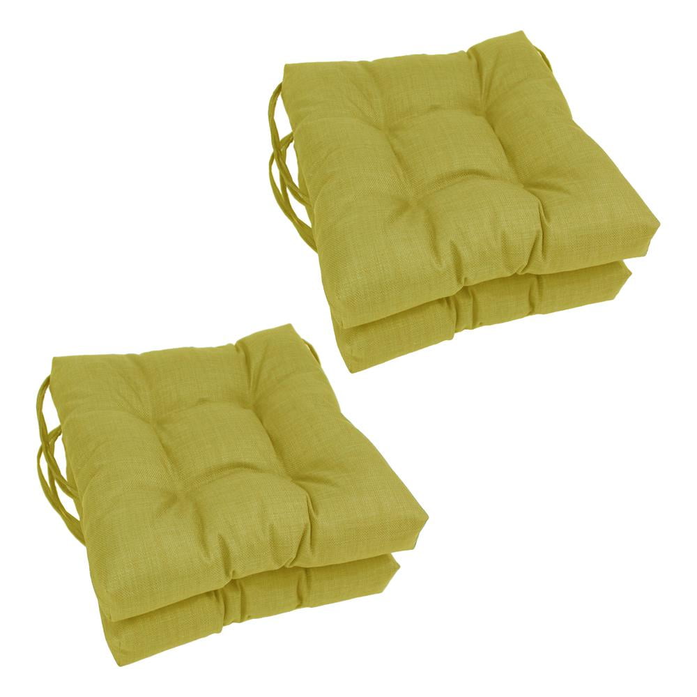 Lime Green Polyester Outdoor Tufted Chair Cushions, Set of 4