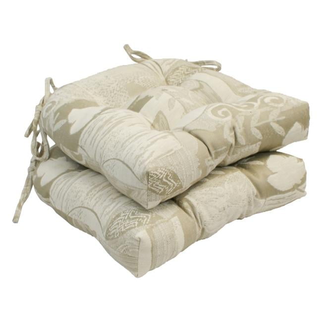 Classic Beige and Off-White Tufted Chair Cushions, Set of 2