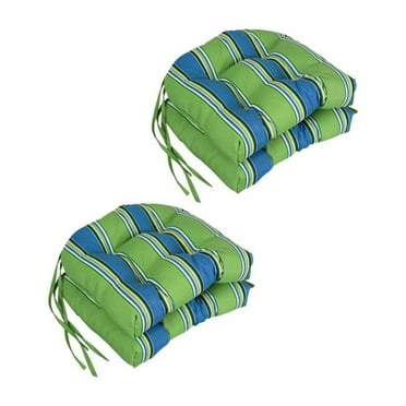 Blazing Needles 16-inch Outdoor Rounded Back Chair Cushion, 16" x 16", Haliwell Caribbean 4 Count