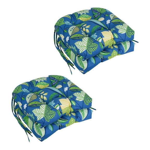 Blazing Needles 16-inch Outdoor Rounded Back Chair Cushion, 16" x 16", Skyworks Caribbean 4 Count