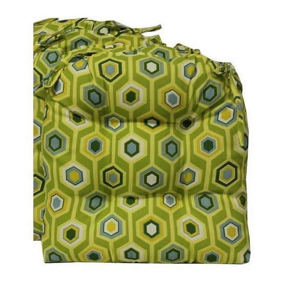 Blazing Needles 916X16US-T-2CH-REO-26 16 in. Spun Polyester Patterned Outdoor U-Shaped Tufted Chair Cushions, Skyworks Multi - Set of 2