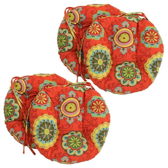 Blazing Needles 16-inch Outdoor Spun Polyester Tufted Chair Cushion (Set of 4)
