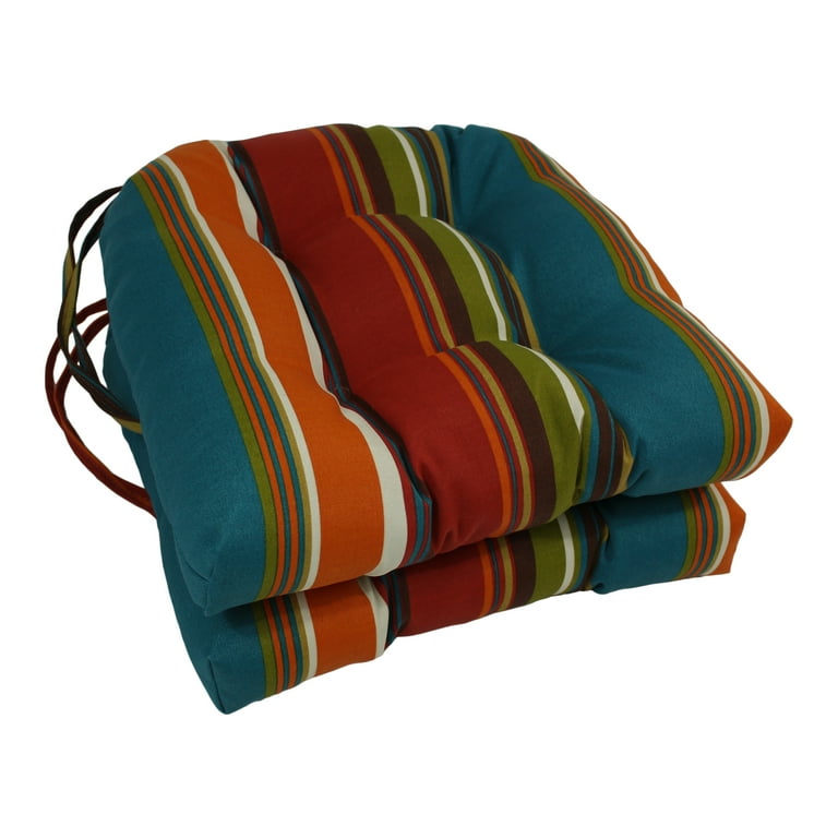 Blazing Needles 16 inch Outdoor Spun Polyester U shaped Tufted Chair Cushions Set of 2 Color Westport Teal