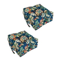 Blazing Needles 16-inch Outdoor Square Chair Cushion, 16" x 16", Telfair Peacock 4 Count