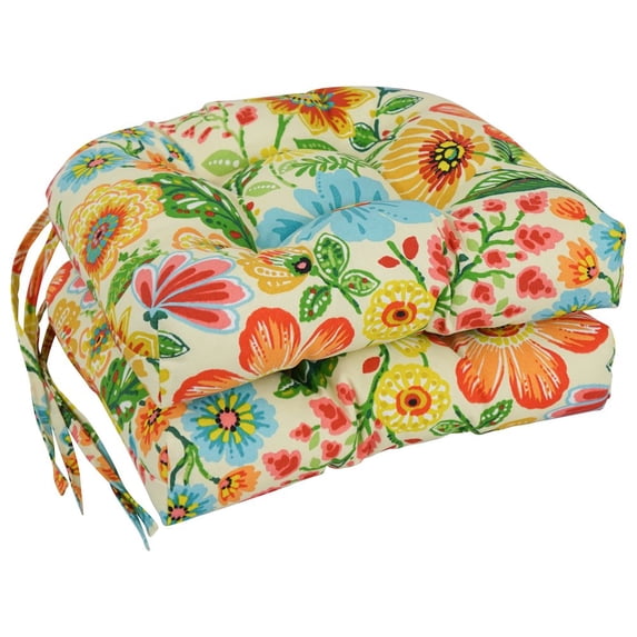 Blazing Needles 16-inch Polyester Patterned Outdoor U-shaped Chair Cushions (Set of 2)