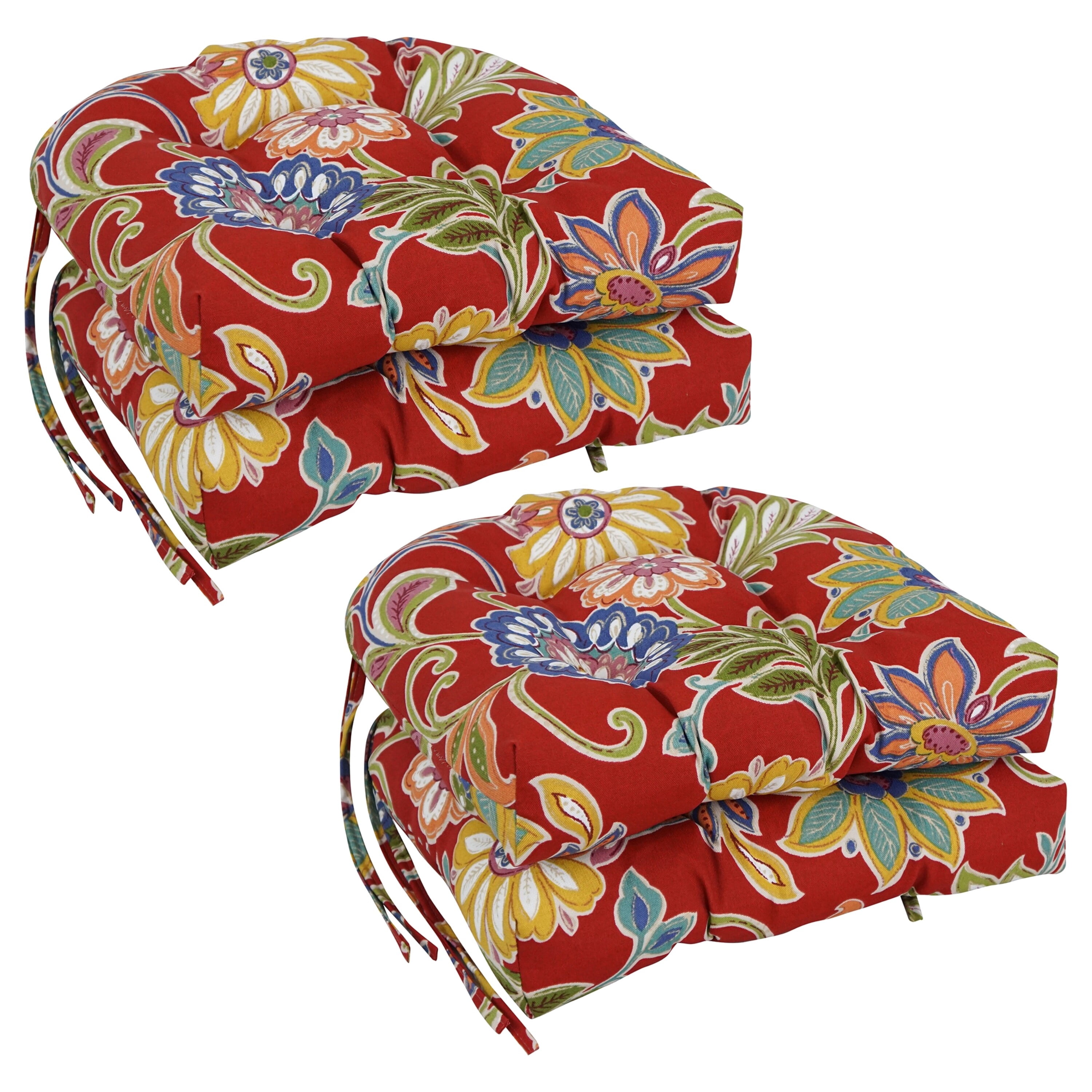 Blazing Needles 16-inch Rounded Back Tufted Indoor/Outdoor Chair Cushions (Set of 4) - 16" Alenia Pompeii