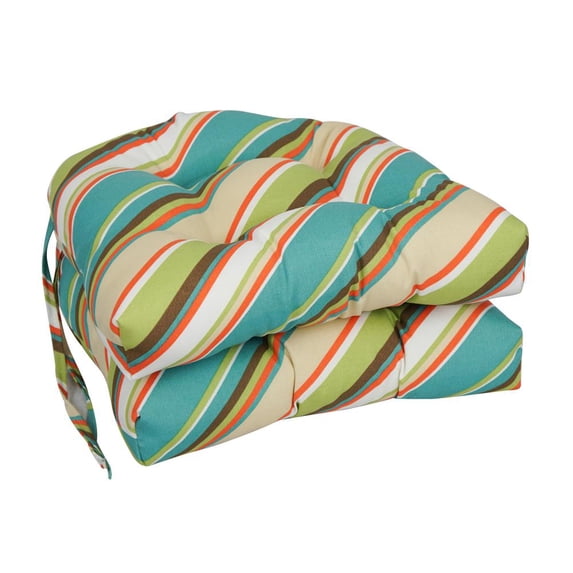 Blazing Needles 16-inch Rounded Back Tufted Outdoor Chair Cushion, 16 x 16, Browning Opal 2 Count