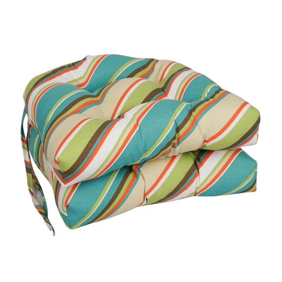 Blazing Needles 16-inch Rounded Back Tufted Outdoor Chair Cushion, 16 x 16, Browning Opal 2 Count