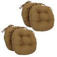 thumbnail image 1 of 16-inch Solid Micro Suede Round Tufted Chair Cushions (Set of 4) - Camel, 1 of 2