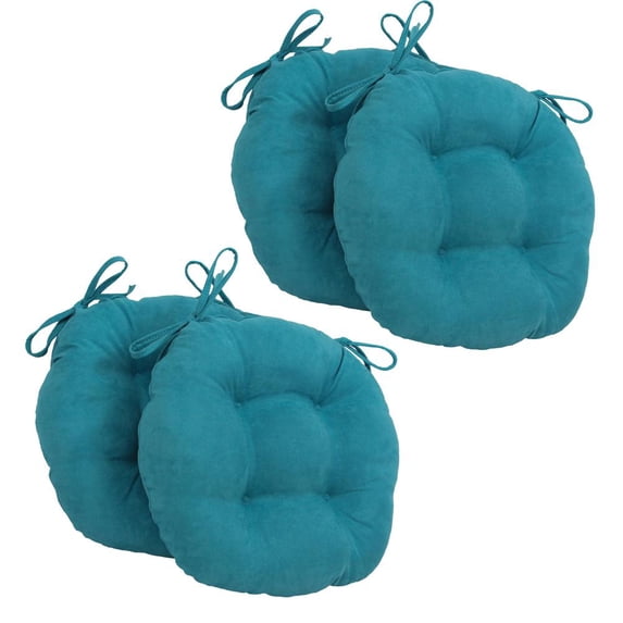 Blazing Needles 16-inch Solid Micro Suede Round Tufted Chair Cushions (Set of 4)