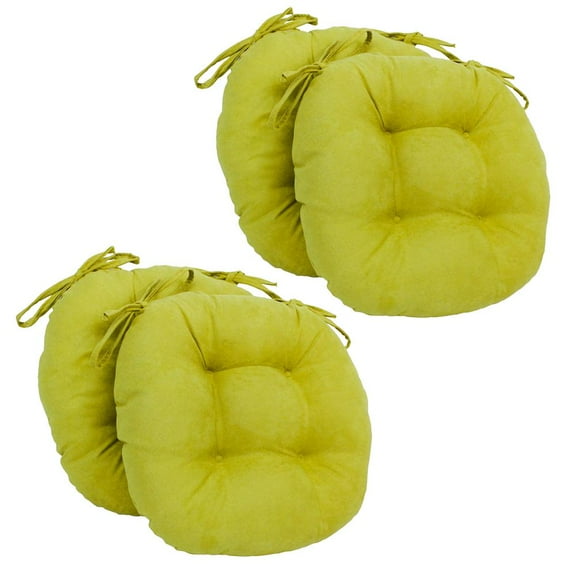 Blazing Needles 16-inch Solid Micro Suede Round Tufted Chair Cushions (Set of 4)