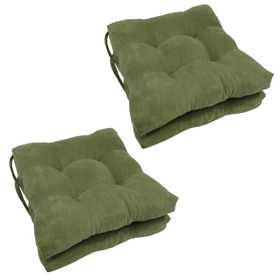 16-inch Solid Micro Suede Square Tufted Chair Cushions (Set of 4)