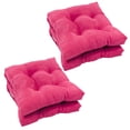 thumbnail image 1 of 16-inch Solid Micro Suede Square Tufted Chair Cushions (Set of 4) - Bery Berry, 1 of 2