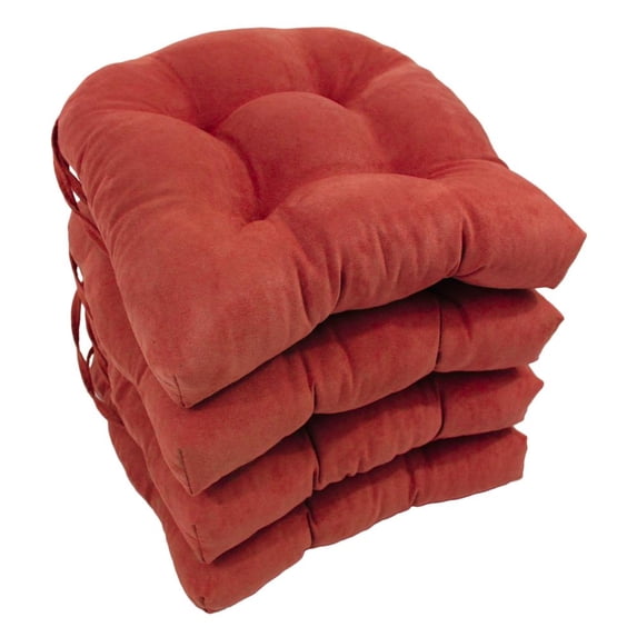 16-inch Solid Micro Suede U-shaped Tufted Chair Cushions (Set of 4)