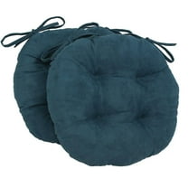 Blazing Needles 16-inch Microsuede Round Chair Cushion, 16" x 16", Teal 2 Count
