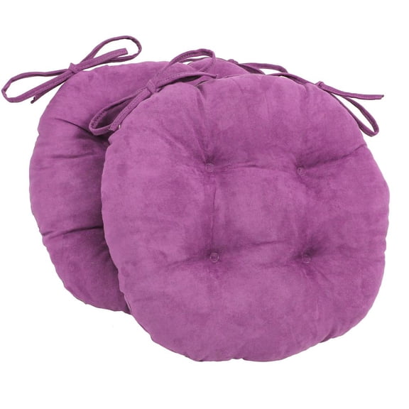 Blazing Needles 16-inch Solid Microsuede Round Tufted Chair Cushions (Set of 2)  916X16RD-T-2CH-MS-UV