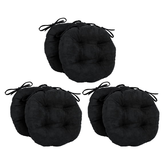 Blazing Needles 16-inch Round Indoor Microsuede Chair Cushions (Set of 2, 4, or 6) Black Set of 6
