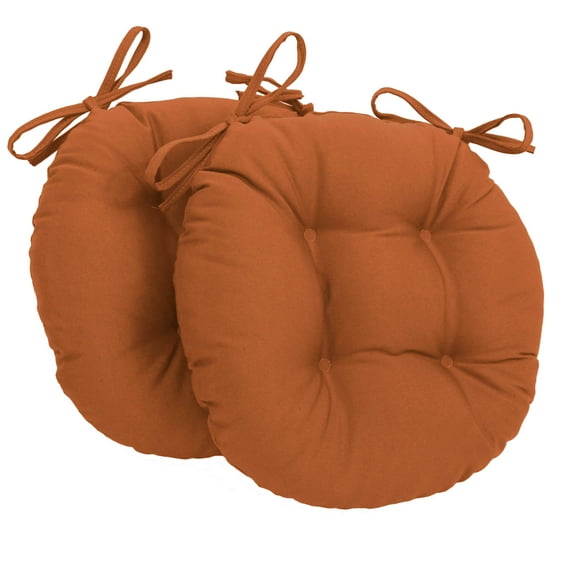 16-inch Solid Twill Round Tufted Chair Cushions (Set of 2) - Spice
