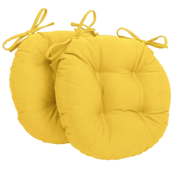 16-inch Solid Twill Round Tufted Chair Cushions (Set of 2) - Sunset