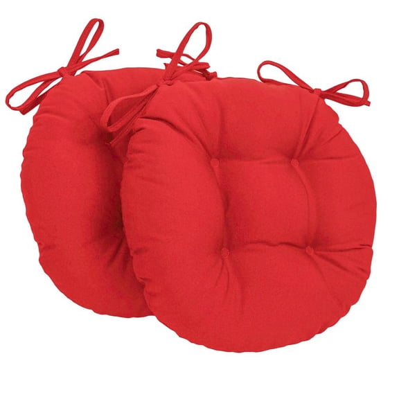 Blazing Needles 16-inch Solid Twill Round Tufted Chair Cushions (Set of 2)