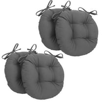Blazing Needles 916X16RD-T-4CH-TW-GY 16 in. Solid Twill Round Tufted Chair Cushions, Steel Grey - Set of 4