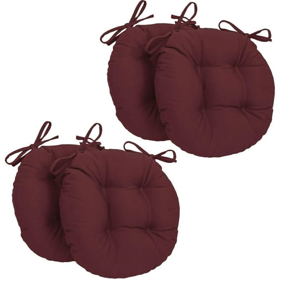 Blazing Needles 16-inch Solid Twill Round Tufted Chair Cushions (Set of 4)