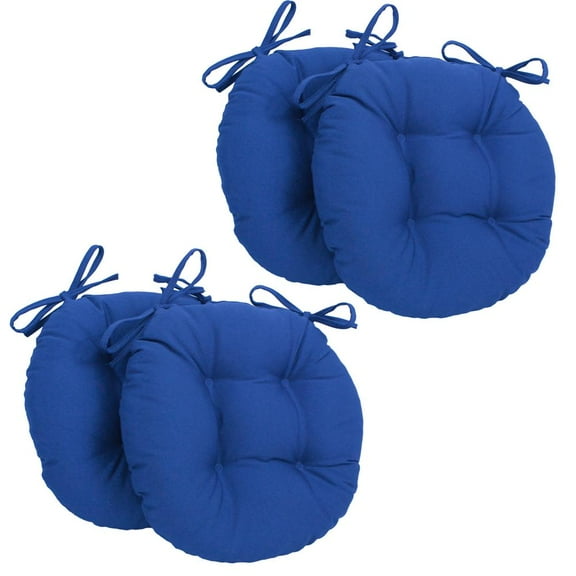 Blazing Needles 16-inch Solid Twill Round Tufted Chair Cushions (Set of 4)