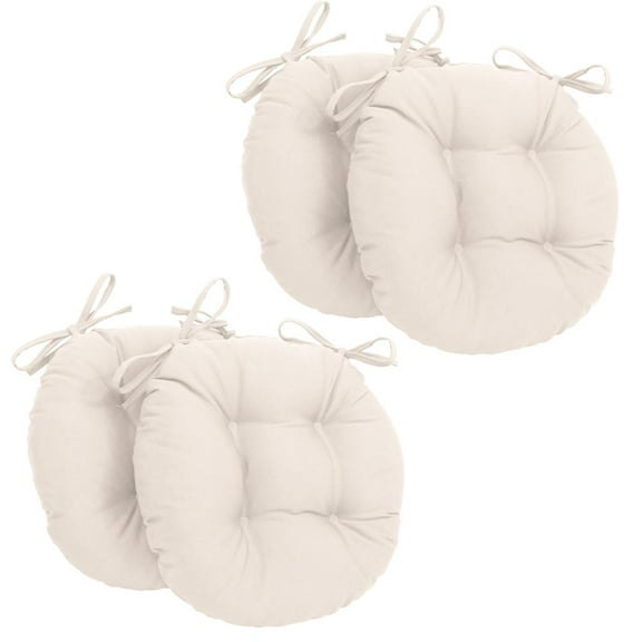 16-inch Solid Twill Round Tufted Chair Cushions (Set of 4) - Natural