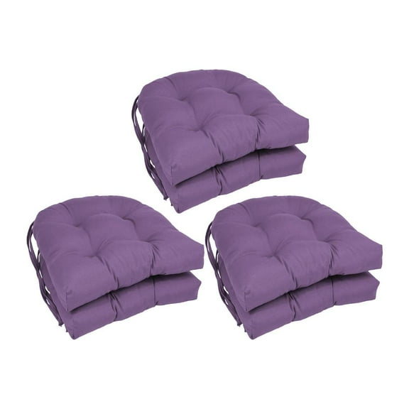 16-inch Solid Twill U-shaped Tufted Chair Cushions (Set of 6) 916X16US-T-6CH-TW-GP