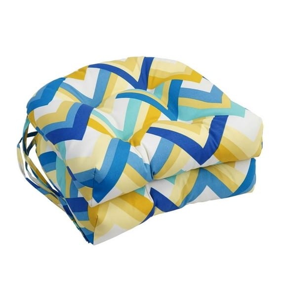 16-inch Spun Polyester Outdoor U-shaped Tufted Chair Cushions (Set of 2) 916X16US-T-2CH-OD-184