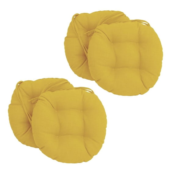 Blazing Needles 16-inch Round Indoor/Outdoor Chair Cushions (Set of 4) - 16 x 16 Lemon