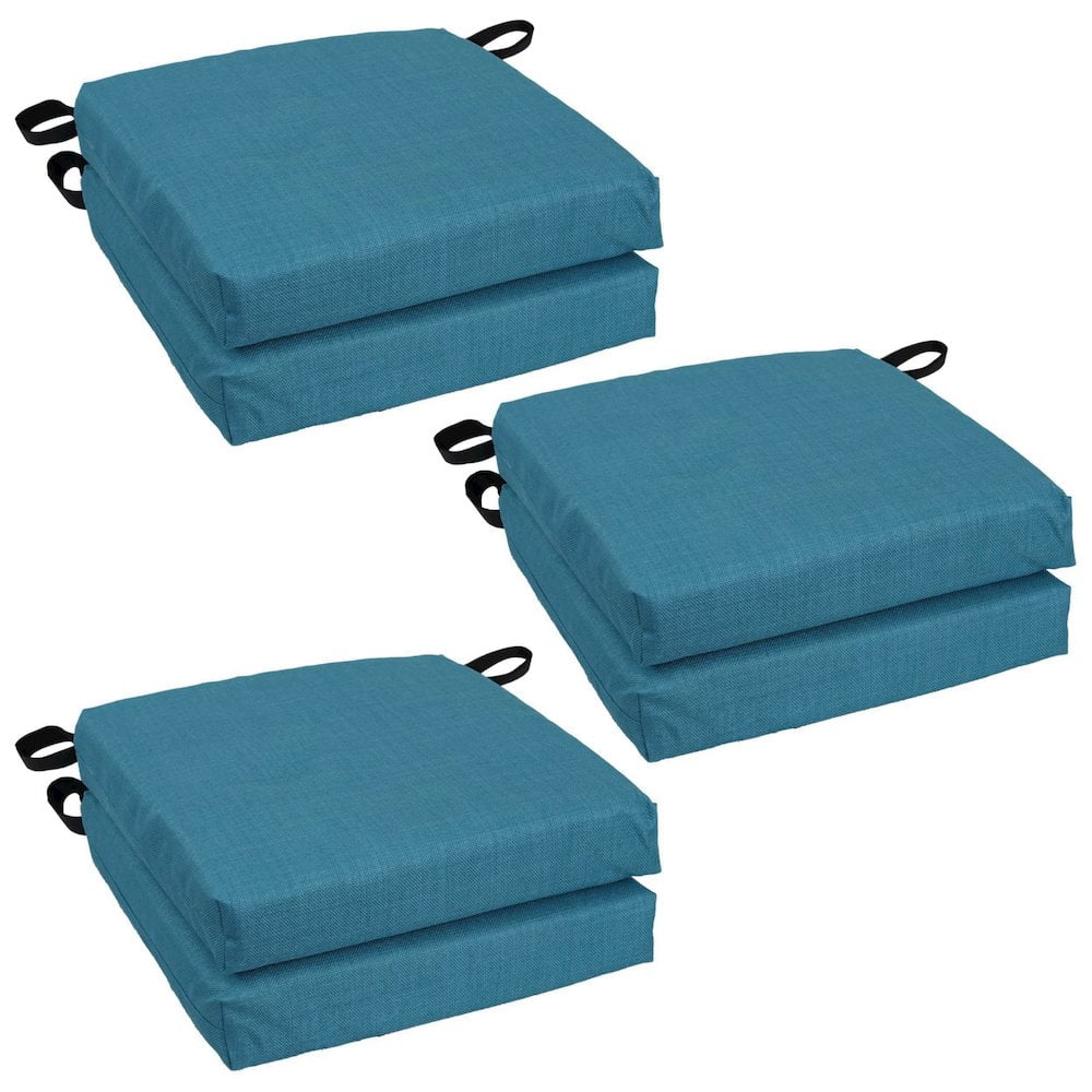 Blazing Needles 16-inch Spun Polyester Solid Outdoor Square Chair Cushions (Set of 6)