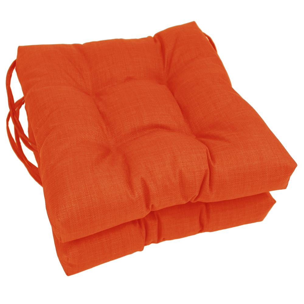 Blazing Needles 16-inch Indoor/Outdoor Square Chair Cushion, 16" x 16", Tangerine Dream 2 Count