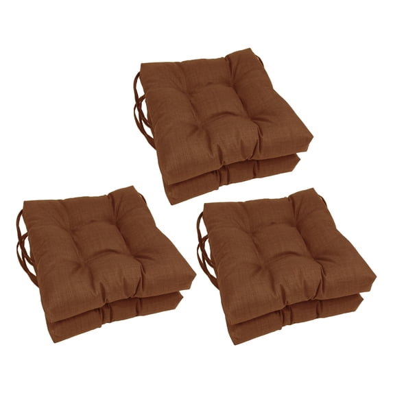 Blazing Needles 16-inch Solid Square Tufted Outdoor Chair Cushion, 16 x 16, Mocha 6 Count