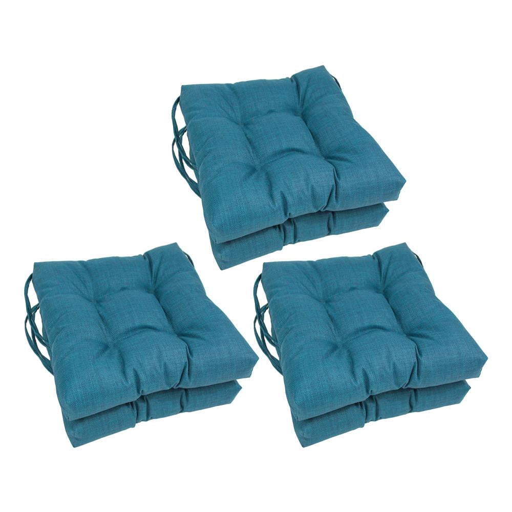 16-inch Spun Polyester Solid Outdoor Square Tufted Chair Cushions (Set of 6) 916X16SQ-T-6CH-REO-SOL-16