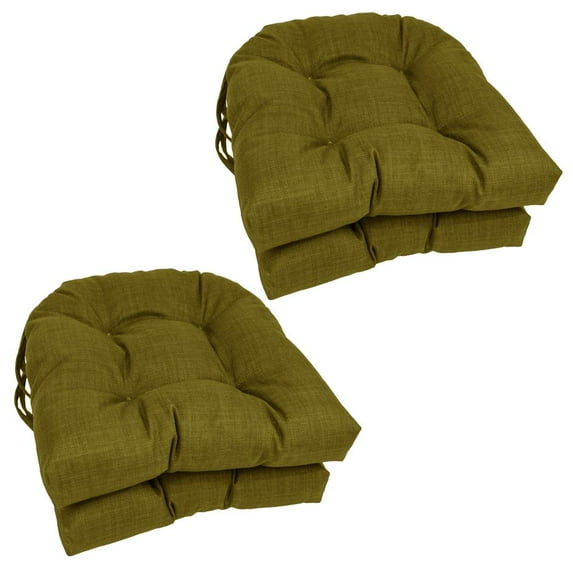 Blazing Needles 16-inch Indoor/Outdoor Rounded Back Chair Cushion, 16" x 16", Avocado 4 Count