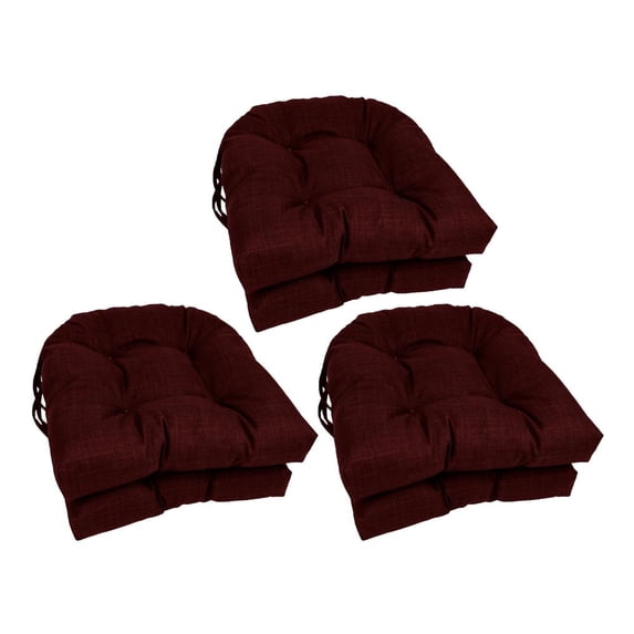 16-inch Spun Polyester Solid Outdoor U-shaped Tufted Chair Cushions (Set of 6) 916X16US-T-6CH-REO-SOL-17