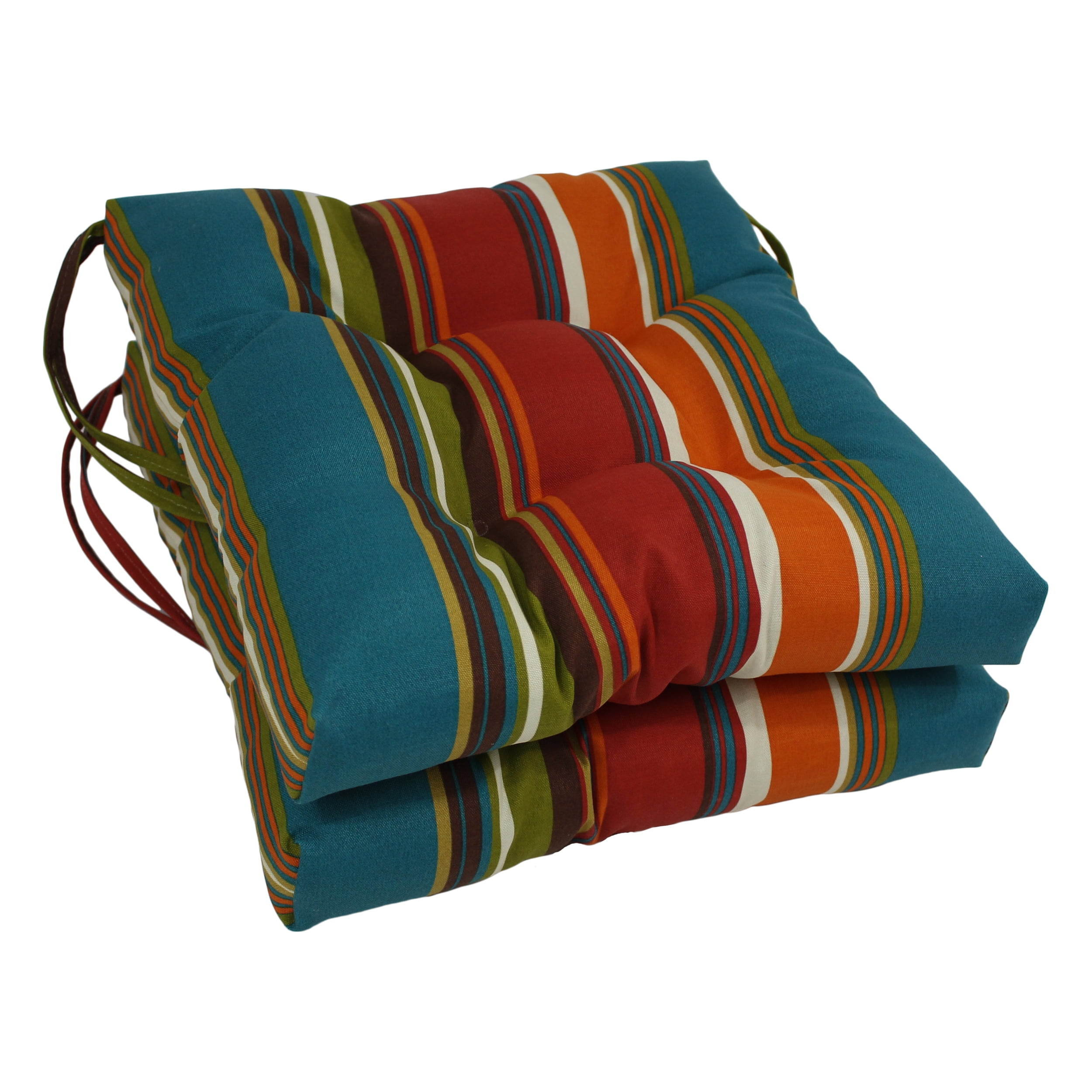 Blazing Needles 16-inch Square Tufted Indoor/Outdoor Chair Cushions (Set of 2) - 16" Westport Teal