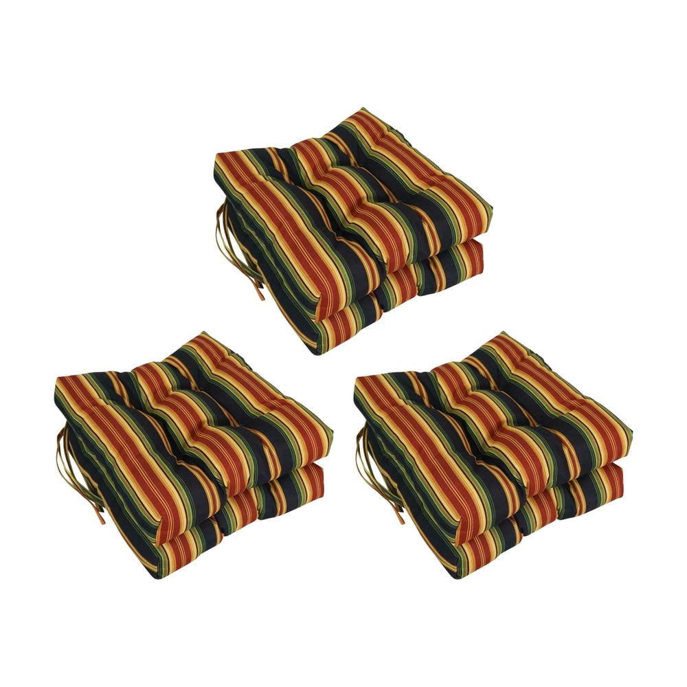 16-inch Spun Polyester Patterned Outdoor Square Tufted Chair Cushions (Set of 6) 916X16SQ-T-6CH-REO-31