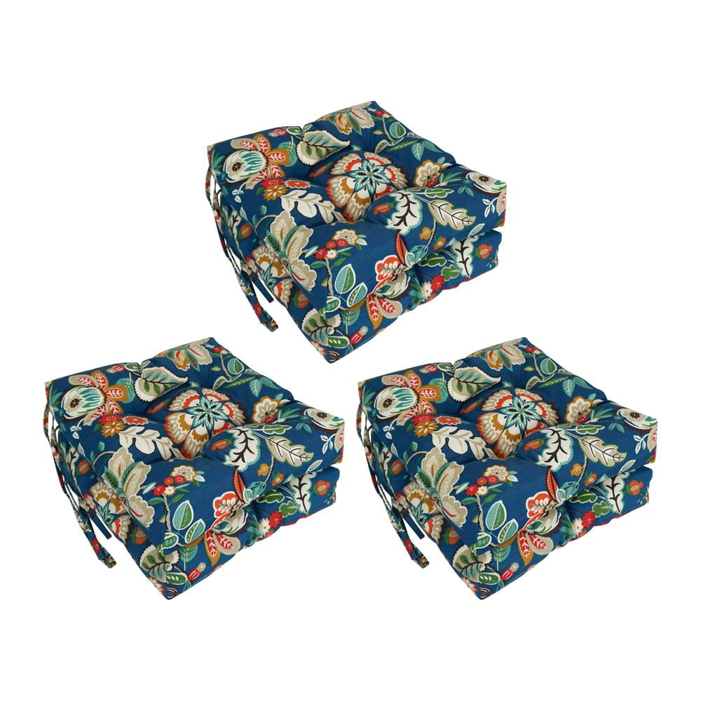 Blazing Needles 16-inch Square Tufted Outdoor Chair Cushion, 16 x 16, Telfair Peacock 6 Count