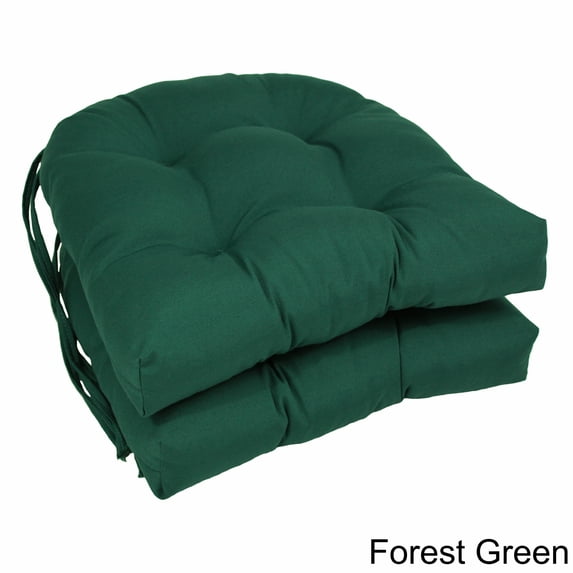 Blazing Needles 16-inch U-shaped Dining Chair Cushions (Set of 2) - 16" x 16" Forest Green