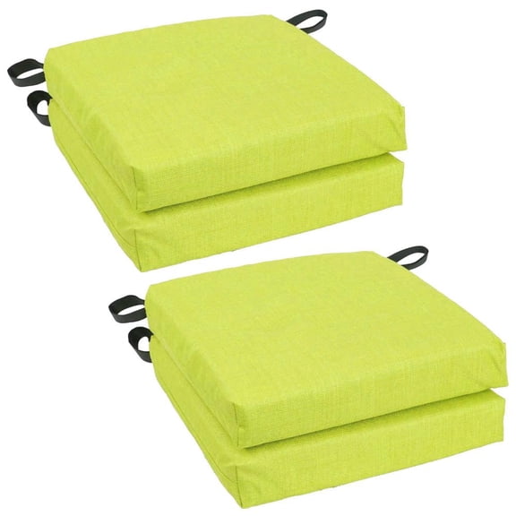Blazing Needles 16-inch Square Solid Outdoor Chair Cushions (Set of 4) - Lime