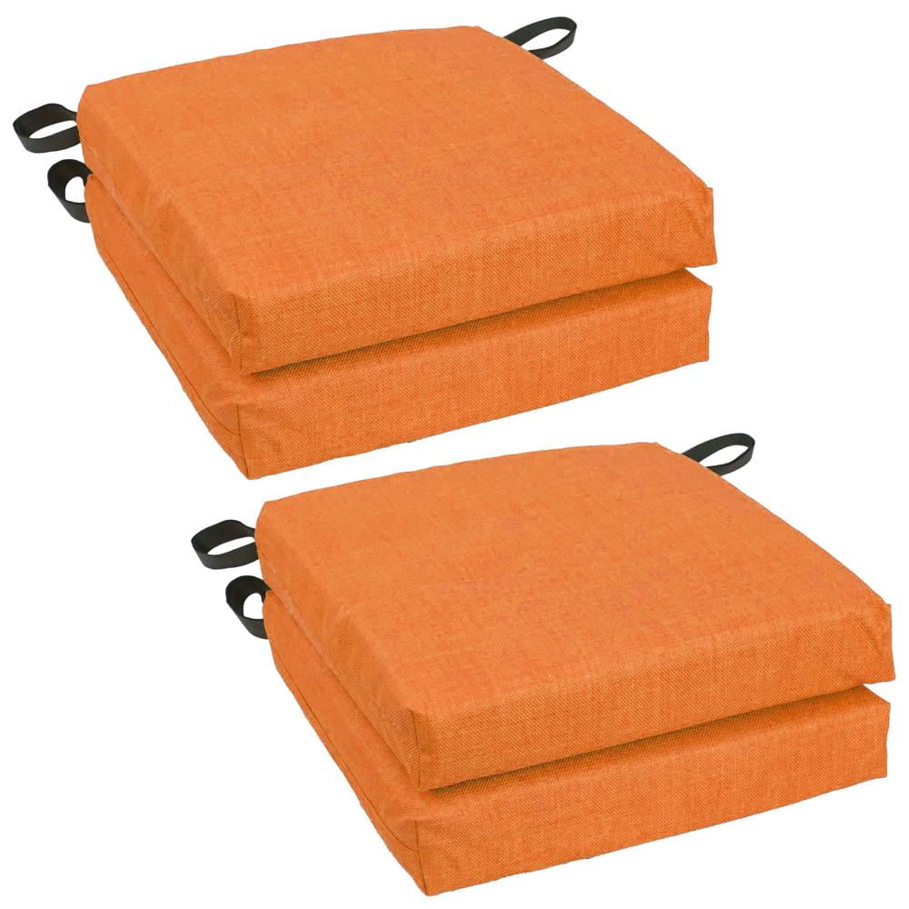 Blazing Needles 16" x 13" Orange Chair Outdoor Seating Cushion (4 Count)