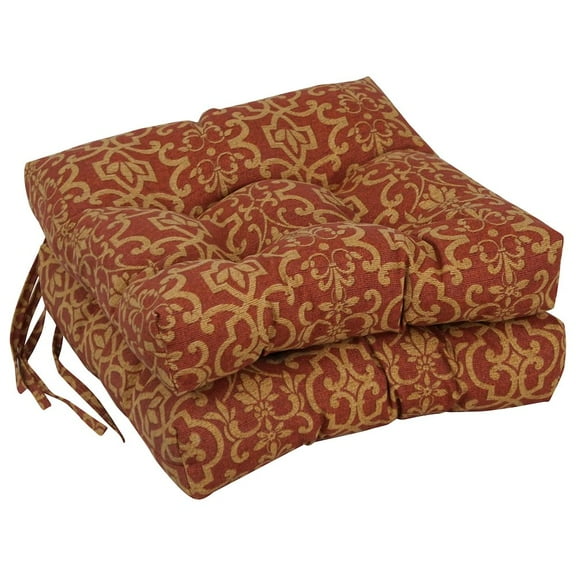 Blazing Needles 16-inch Spun Polyester Patterned Outdoor Square Tufted Chair Cushions (Set of 2)