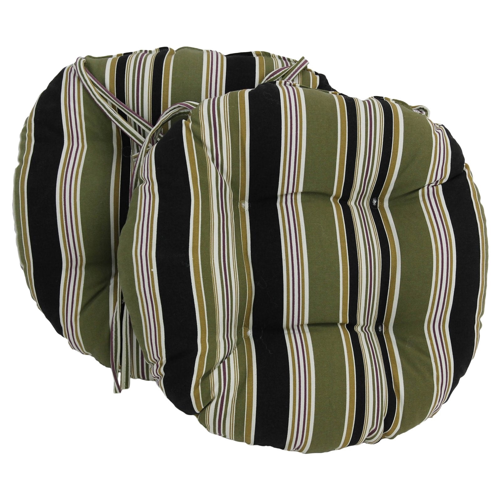 Blazing Needles 16 x 16 in. Round Outdoor Cushions with Ties - Set of 2