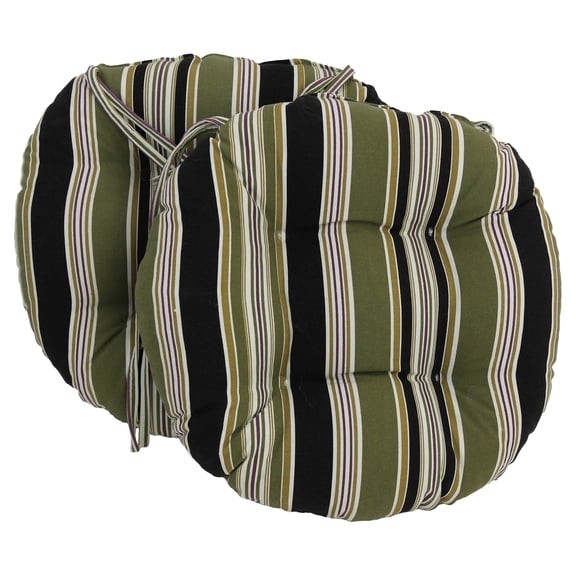 Blazing Needles 16 x 16 in. Round Outdoor Cushions with Ties - Set of 2