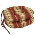thumbnail image 1 of Blazing Needles 16-inch Round Tufted Indoor/Outdoor Chair Cushions (Set of 2) - 16" Kingsley Stripe Ruby, 1 of 5