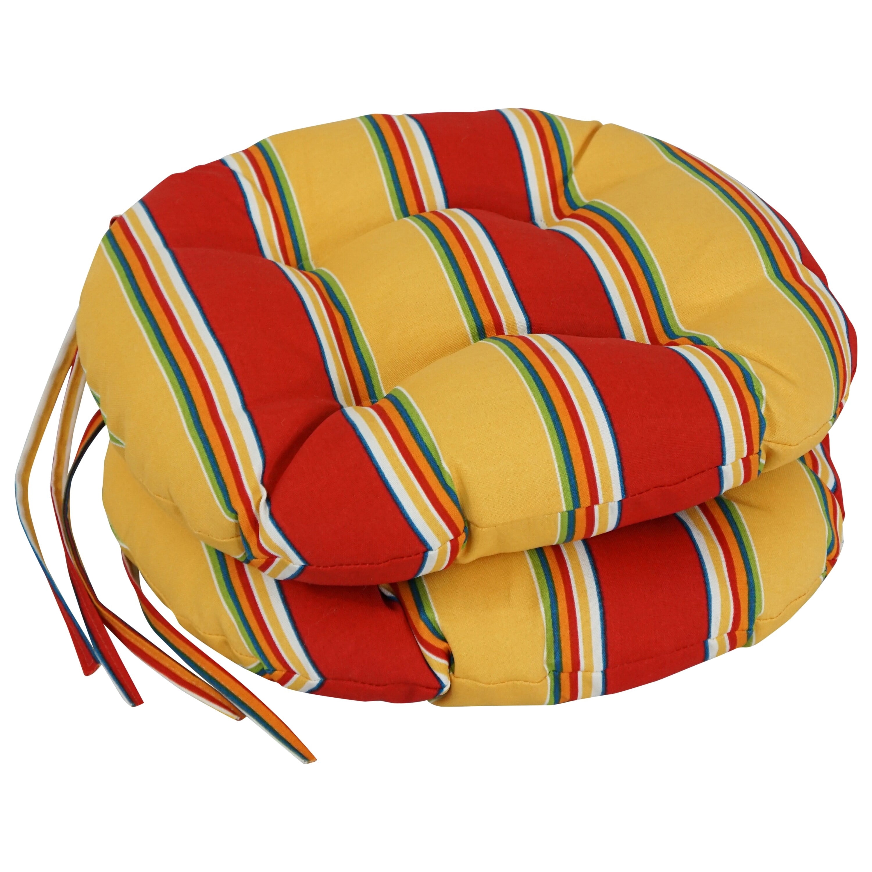 Blazing Needles 16-inch Round Tufted Indoor/Outdoor Chair Cushions (Set of 2) - 16" Haliwell Multi